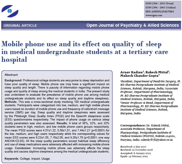 Mobile phone use in medical undergraduate students | Global Psychiatry